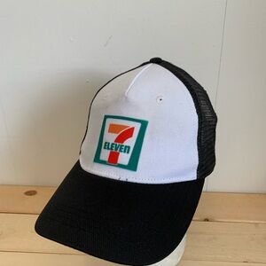 Cricut Black and White Trucker Hat with Green and Orange 7-Eleven Logo